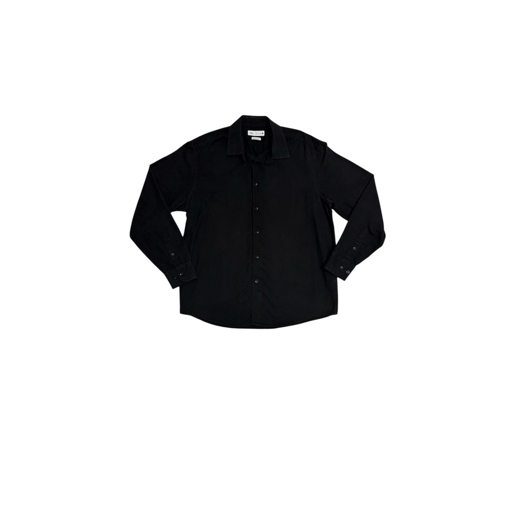 Zara Man Mens Regular Fit Long Sleeve Dress Shirt Black  Mens X-Large
